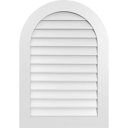 Ekena Millwork Round Top Surface Mount PVC Gable Vent: Non-Functional, w/ 3-1/2"W x 1"P Standard Frame, 28"W x 40"H GVPRT28X4001SN